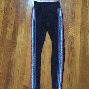 Zara Terez Black leggings Rainbow Glitter Stripe
